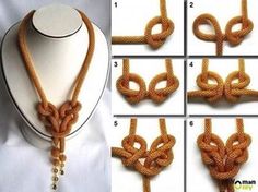 the instructions for how to make a crochet necklace with chains and beads on it