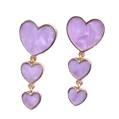 Purple Swirly Triple Layered Heart Stud Earrings In A Gold Toned Setting. Romantic Feminine Styling That You Are Sure To Love. Approx 1 7/8” Also Available In Pink & Gray See My Other Listings For More Jewelry. Bundle And Save On Shipping. #E214 Purple Heart Earrings For Valentine's Day, Trendy Purple Heart Earrings, Purple Heart Earrings With Heart Charm, Purple Heart Charm Earrings For Valentine's Day, Trendy Purple Heart Earrings For Gift, Trendy Purple Heart Earrings As Gift, Purple Earrings For Valentine's Day Party, Triple Heart, Heart Stud Earrings