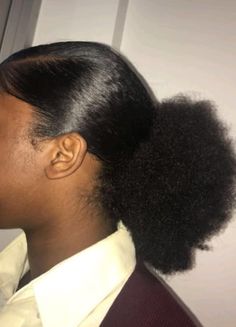 Puff Hairstyles for Black Women: Embrace Your Natural Beauty with Versatile Styles - New Natural Hairstyles Slick Ponytail, Slicked Back Ponytail, Pageant Hair, Quick Natural Hair Styles, Girls Natural Hairstyles, 4c Natural Hair, Slick Back, Curly Hair Styles Easy