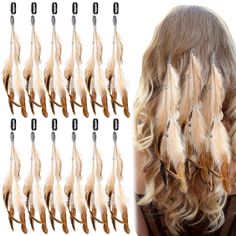 PRICES MAY VARY. Suitable Size: the length of tassels is about 25 cm/ 9.8 inches and the feather is about 8 cm/ 3.2 inches to 15 cm/ 5.9 inches, there is a small comb clip on top of each hair clip, which is convenient for you to fix them on your hair Easy to Use: the boho hair accessories are sweet and stylish, you can wear them as a bohemian girl at Christmas parades and parties, it is very easy to use and does not require other tools, providing you with a nice using experience Various Colors: Native American Wedding Dress, Feather Braid, Boho Hair Accessories, Medieval Fair, Moon Chain, Hair Charms, Hippie Hair, Feather Hair Clips, Hair Accessories Boho