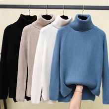 Sweaters_Free shipping on Sweaters in Women's Clothing, and more on AliExpressv Korean Winter Outfits, White Korean, Pullovers For Women, Pink Dress Shoes, Loose Turtleneck, Sweaters Blue, Korean Winter, Autumn Winter 2022, Loose Pullover Sweater