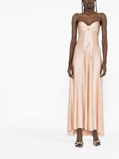 Alexandre Vauthier bow-detail Asymmetric Dress - Farfetch Pink Spaghetti, Asymmetric Dress, Alexandre Vauthier, Sleeveless Long Dress, Sweetheart Neck, Asymmetrical Dress, Dress Pink, Fancy Dresses, Long Length