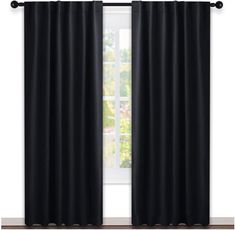 NICETOWN Black Blackout Curtains 84 inches Long, Black Out Curtain Panels for Bedroom - (Black Color) W52 x L84, 1 Pair, Thermal Insulated Blackout Draperies Window Treatment Black Blackout Curtains, Halloween Living Room, Insulated Curtains, Black Drapes, Blackout Drapes, Black Curtains, Thermal Curtains, Bedroom Black, Lined Curtains