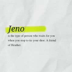 a piece of paper that has some type of person on it with the words jeeno written below