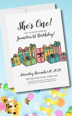 Modern Classic Cute Party Colorful 1st Birthday Invitation Colorful 1st Birthday, Birthday Style, 1st Birthday Invitation, 1st Birthday Invitations