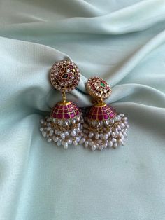 Kemp Jewellery, Unique Pearl Earrings, Marriage Jewellery, Temple Jewellery Earrings, Buy Earrings Online, Gold Jhumka Earrings, Neck Pieces Jewelry, Antique Gold Jewelry Indian, Pretty Jewelry Necklaces