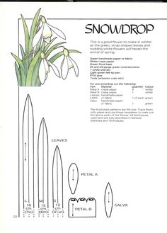 the diagram shows how to make snowdrops in different sizes and shapes, with instructions for