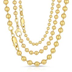 "Solid 14k Yellow Gold Italian Ball Bead Chain Classic Necklace 16\"-30\" Inches 1MM 1.2MM 1.5MM 1.8MM 2MM 3MM 4MM This solid 14k yellow gold necklace is handmade with love and is the perfect gift for that special someone. All of our items are shipped from our studio located in Los Angeles, California. ♡ WHAT'S INCLUDED ♡ - 1 Solid 14k Solid Gold Ball Bead Chain ♡ MATERIALS ♡ - 14k Yellow Gold - 14k White Gold - 14k Yellow Gold ♡SIZES♡ - Use the drop down menu to select your preference. ♡ SHIPPI Classic 14k Gold Ball Chain Necklaces, Classic Yellow Gold Jewelry With Ball Chain, Classic Necklace With Satellite Chain And Round Beads, Classic Cable Chain Necklace With Round Beads, 14k Gold Beaded Chain Necklace, Yellow Gold Round Ball Chain Jewelry, 14k Gold Beaded Chain Necklace With Round Beads, Classic Jewelry With Beaded Round Chain, Classic Round Beaded Chain Jewelry