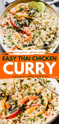 Here's a chicken dinner recipe featuring red curry paste! Not only is this Thai Chicken Curry super flavorful, but it is also a quick and easy weeknight dinner idea. This main meal is also gluten-free, dairy-free, paleo, and Whole30! Thai Red Curry Chicken Recipe, Easy Thai Red Curry, Easy Thai Chicken, Thai Red Curry Chicken, Thai Red Curry Recipe, Easy Thai Recipes, Curry Chicken Recipe, Thai Chicken Curry, Red Curry Chicken