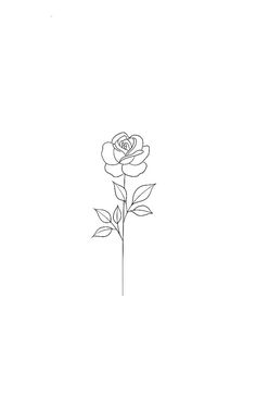 a single rose is shown in the middle of a line art drawing, with leaves on it