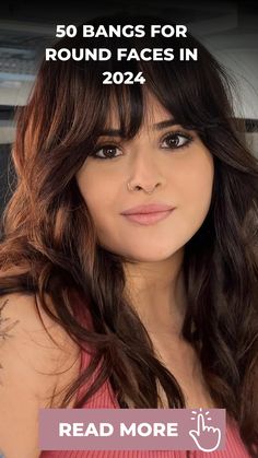 50 Bangs for Round Faces in 2024 Long Haircuts With Bangs Round Face, Hairstyles With Bangs For Round Faces, Curtain Bangs Medium Hair Round Face, Round Face Curtain Bangs, Beautiful Round Face, Fringe Hairstyles Round Face, Curtain Bangs For Round Face, Best Bangs For Round Face, Round Face Bangs