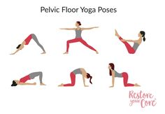 a woman doing yoga poses in different positions