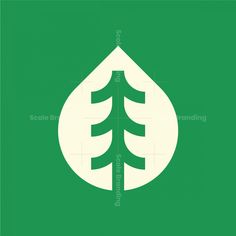 a green and white poster with an image of a tree in the shape of a leaf