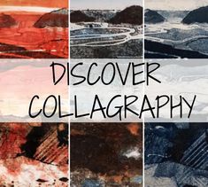 the words discovery collage are shown in four different colors