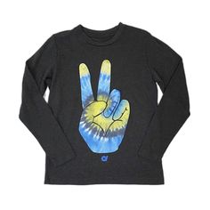 Californian Vintage Kids - Boys Tie Dye Peace Long Sleeve T-Shirt in Charcoal. Kids Tie Dye, Long Sleeve Tshirt, Tie Dye