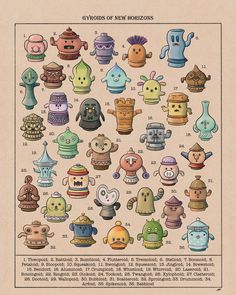 an illustrated book with many different types of teapots