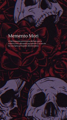 a book cover with skulls and roses in the background, which reads mementoo moi