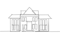 an outline drawing of a house on a white background royalty photo - image 397981