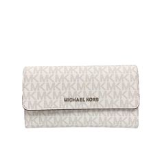 Brand New, No Tags 100% Authentic Mk Michael Kors Jet Set Travel Large Trifold Wallet Color: Bright White / Grey Silver Hardware **Due To My Poor Lighting, Color May Show Slightly Different** Wallet Is Brand New, Come With No Tags, But Was Never Used; Only Stored Away Wallet Have 2 Slight Marks. (See In Pictures) Hardly Noticeable. Dimensions: Height: 4” Length: 7.5” Width: 0.75” Details: Trifold Wallet With Snap Button Closure Interior - 1 Window Id, 4 Full Bill Slots, And 17 Credit/Debit Card Classic White Wallets For Everyday Use, Classic Everyday White Wallets, Classic White Wallets For Daily Use, Classic White Wallet For Travel, Classic White Everyday Clutch, White Bifold Wallet For Everyday Use, Classic White Bag With Card Slots, Everyday White Bifold Wallet, White Clutch With Card Slots