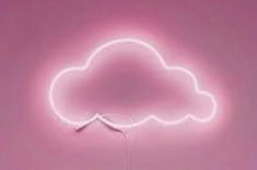 a pink neon sign with a white cloud on it