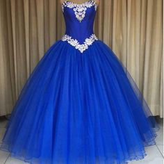 Sleeveless Royal Blue Ball Gown Pagenat Dress Royal Blue Ball Gown, Blue Ball Gown, Quinceanera Dresses Blue, Blue Organza, Ball Gown Dress, Blue Ball Gowns, Mode Turban, Tulle Evening Dress, Dresses Ball Gown