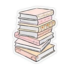 a stack of books sticker on top of each other in pastel pink and yellow