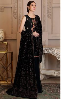 Velvet Dress Designs in Pakistan in Best fabric embroidered velvet dresses Pakistani Designer Clothes, Lehenga Gown, Salwar Suits Online, Designer Suit, Sharara Suit, Neck Deep, Lehenga Blouse