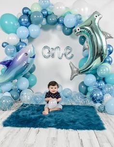 Shark Balloon Garland, Shark Balloon, Festa Moana Baby, Bday Decor, Ocean Theme Birthday, Mums Birthday, Whale Theme, Ocean Birthday Party, Fish Theme