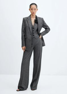 Wool suit pants - Women | Mango USA Tailored Suit Women, 3 Piece Suit Women, Mango Trousers, Blazer Suit Women, Modern Maternity, Mango Outlet, Formal Suits, 3 Piece Suits, Total Look