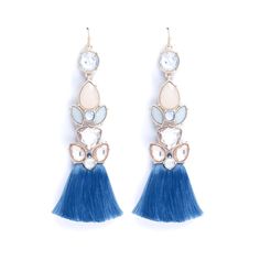 Firedia Light Blue Women's Earrings, Statement Jeweled And Tassel Fishhook Earrings By Aldo. Large Gemstones And Blue Satin Tassels Trimmed In Gold Tone. Second Stone From Up Is Lovely Pastel Pink. Very Light Dangle Earrings. Fun For Summer Adventures. Never Worn But Stored On A Jewelry Rack, So No Original Holder Left. 39 R1 Aldo Jewelry, Fishhook Earrings, Jewelry Rack, Fish Hook Earrings, Summer Adventures, Earrings Statement, Blue Satin, Crystal Earrings, Pastel Pink