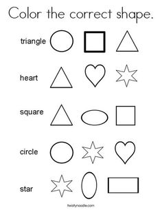 the color the correct shape worksheet for kids to learn shapes and numbers with their own hands