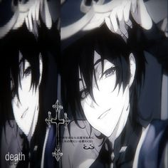 two anime characters with black hair and white eyes