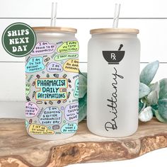 two personalized tumblers sitting next to each other