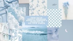 a collage of blue and white wallpapers with words on them that say, your value doesn't be based on someone's see your worth