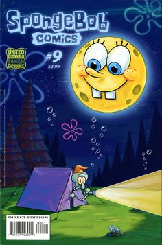 the cover to spongebob comics, featuring an image of a man in a tent