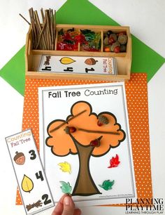 the fall tree counting game is being used to practice counting