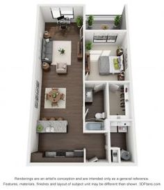 the floor plan for a two bedroom apartment with an attached kitchen, living room and dining area