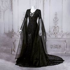 Witch Dress Medieval, Pagan Wedding Dresses, Goth Wedding Dresses, Evermore Fashion, Circus Dress, Gothic Wedding Dress, Witch Dress, Fantasy Dresses, Fantasy Gowns