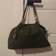 Perfect Condition, Lots Of Compartments, Magnetic Closure. Middle Section Zips Closed. Detail On Bottom To Prevent Wear At Corners Elegant Green Hobo Bag, Green Office Bags With Handles, Green Office Bag With Handles, Green Shoulder Bag With Handle Drop For Travel, Green Satchel For Office Use, Green Satchel For Office, Green Handheld Satchel With Handle Drop, Green Satchel With Handle Drop For Shopping, Green Satchel Bag With Handle Drop