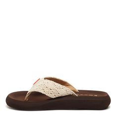 Embrace the laid-back vibes of Sunset in natural, with a down-to-earth brown sole for a truly relaxed look. Pair with lots of floaty, textured layers, grab your favorite person, and go find yourself a coffee shop to look cool in. Rocket Dog Women's Flip Flop Brown EVA Footbed Natural Crochet Upper Straps Platform height 1 inch Beige Synthetic Beach Slippers, Adjustable Lightweight Beach Flip Flops, Adjustable Lightweight Flip Flops For The Beach, Adjustable Lightweight Toe Post Flip Flops, Adjustable Slippers With Arch Support For Vacation, Beige Flip Flops With Textured Footbed For Beach, Beige Cushioned Flip Flops For Vacation, White Beach Slippers With Arch Support, Adjustable Beach Slippers With Arch Support