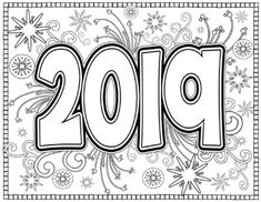 a coloring page with the year 2016 on it and snowflakes in the background