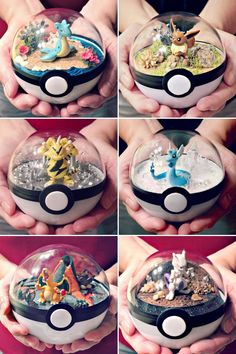 four different views of the inside of a pokemon ball