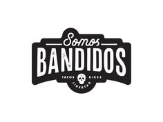 a black and white logo with the word bandados on it, in front of an image of a skull