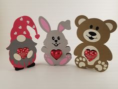 three different types of valentine's day cards with hearts in the shape of animals