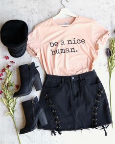 Funny Shirts Women, Tween Outfits, Be A Nice Human, Girls Fashion Clothes, Teenage Fashion Outfits, Teen Fashion Outfits, Polyvore Outfits, Cute Casual Outfits