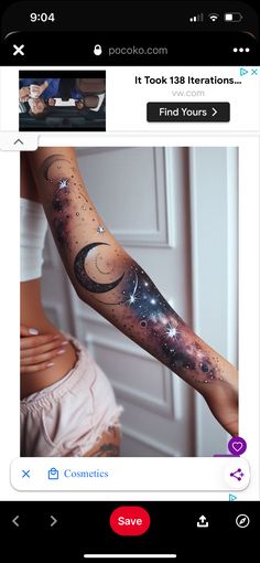 an image of a person's arm with stars and planets tattooed on the arm