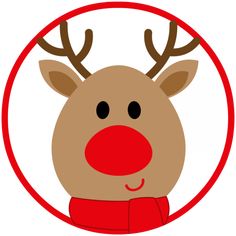 a reindeer wearing a red scarf in a circle