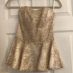 Julie Brown Gold Embellished Strapless Peplum Shirt In A Size 2. New Never Worn With Tags. Any Questions Please Ask. Thank You For Looking! Julie Brown, Peplum Shirt, Brown Tops, Peplum Shirts, Brown Top, Brown Gold, Size 2, Womens Tops, Thank You