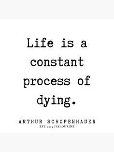 a quote that says life is a constant process of dying by arthroscopenhauer