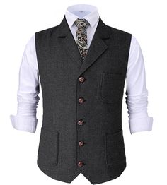 PRICES MAY VARY. Features: Button closure,single breasted 6 buttons,3 real pockets, adjustable back strap. Size: Please read the our size chart information of the product in order to choose your own size,not Amazon size chart. Fabrics: tweed pattern, it’s comfortable, simple, and classic.Wool blend vest for casual comfort. Occasions: The vest is easy to match with dress shirt, suit coat, casual pants, etc. Suit for daily wear, business, Groomsmen, outdoor, all occasions and seasons. Attention: D Dress Vests For Men, Men’s Vests, Waistcoats Men, Mens Christmas Party Outfit, Vest With Collar, Retro Suits, Tweed Vest, Waistcoat Men, Herringbone Jacket